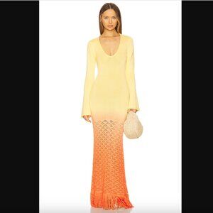 The Wolf Gang Zinna Long-Sleeve Ombre Knit Maxi Dress S